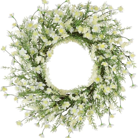 New White Flower Blossom Wreath - Picture 2 of 7
